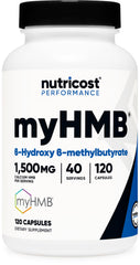 Nutricost myHMB capsules on the front label for easy daily use.