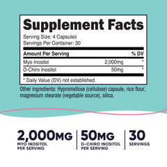 Close-up of Nutricost capsules showing Myo Inositol dose per serving