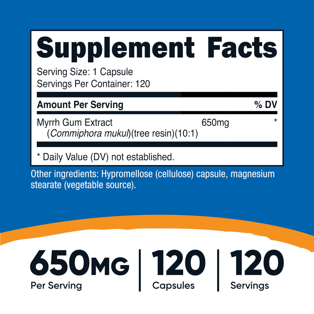 Nutricost Myrrh Extract capsules in bottle for a simple daily routine