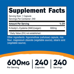 Nutricost NAC capsules close-up showing veggie capsules for vegan use
