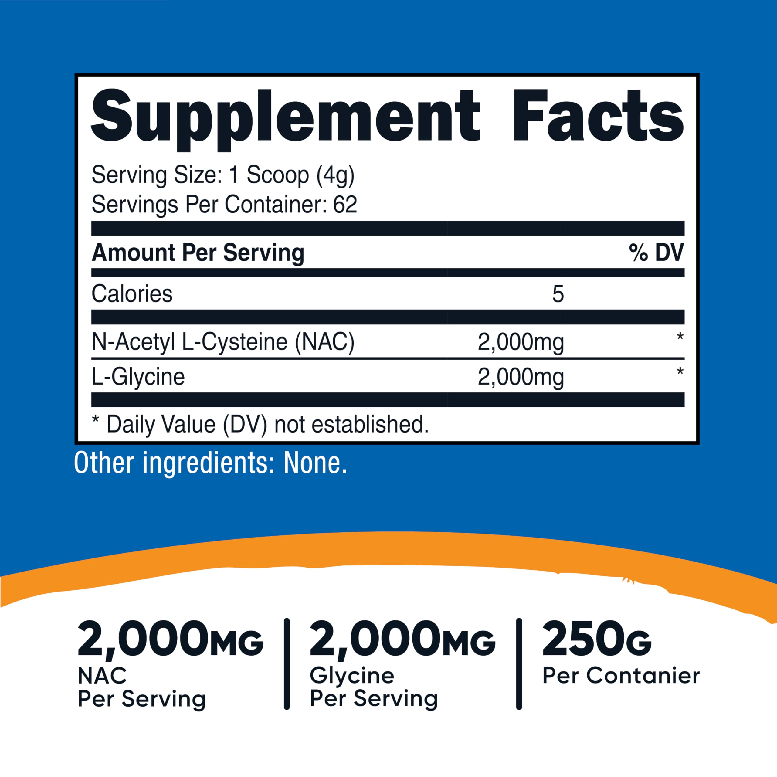 Nutricost NAC Glycine powder scoop — convenient measure blends into smoothies.