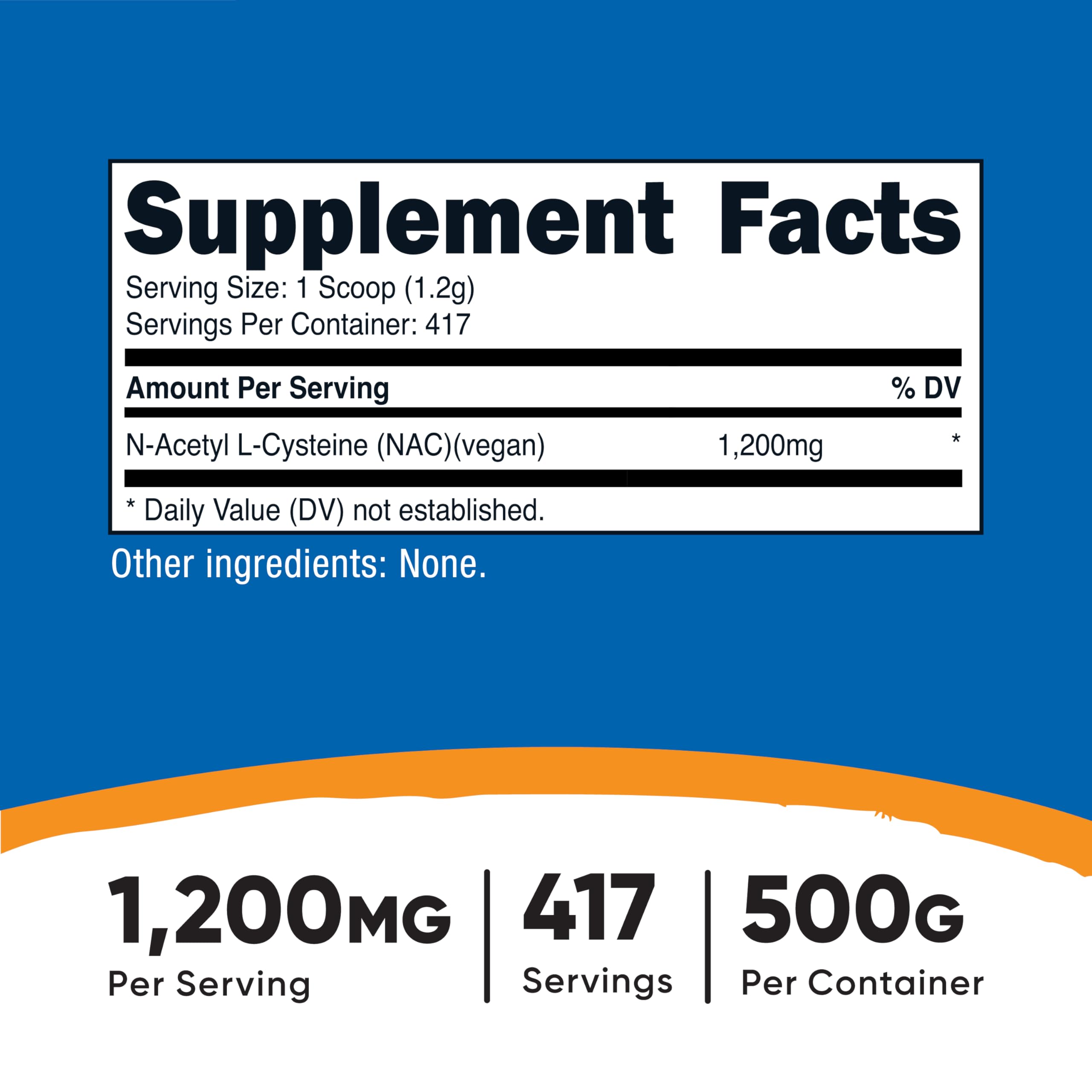 Close-up of Nutricost NAC serving scoop for precise dosing.