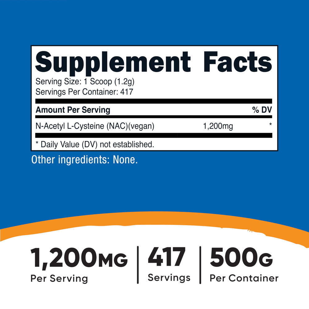 Close-up of Nutricost NAC serving scoop for precise dosing.