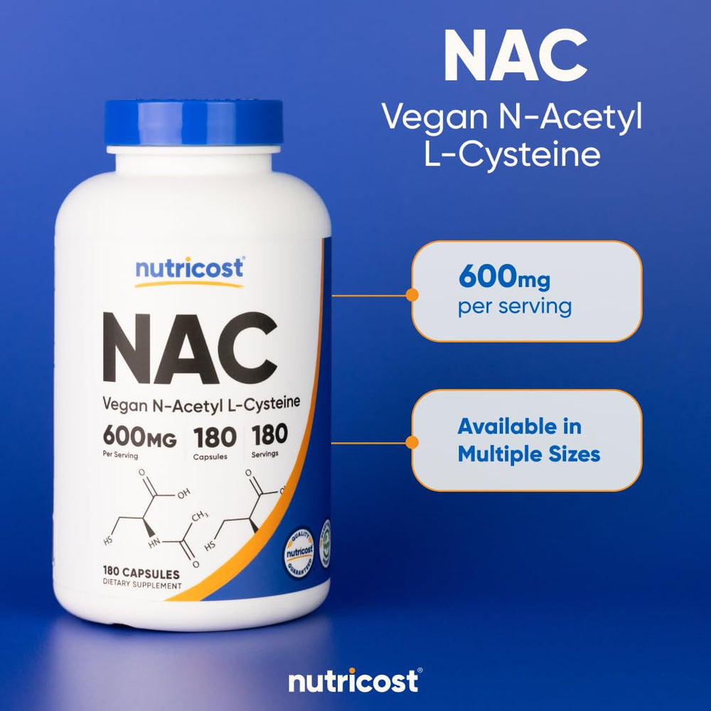 Nutricost NAC third-party testing stamp indicating independent verification.
