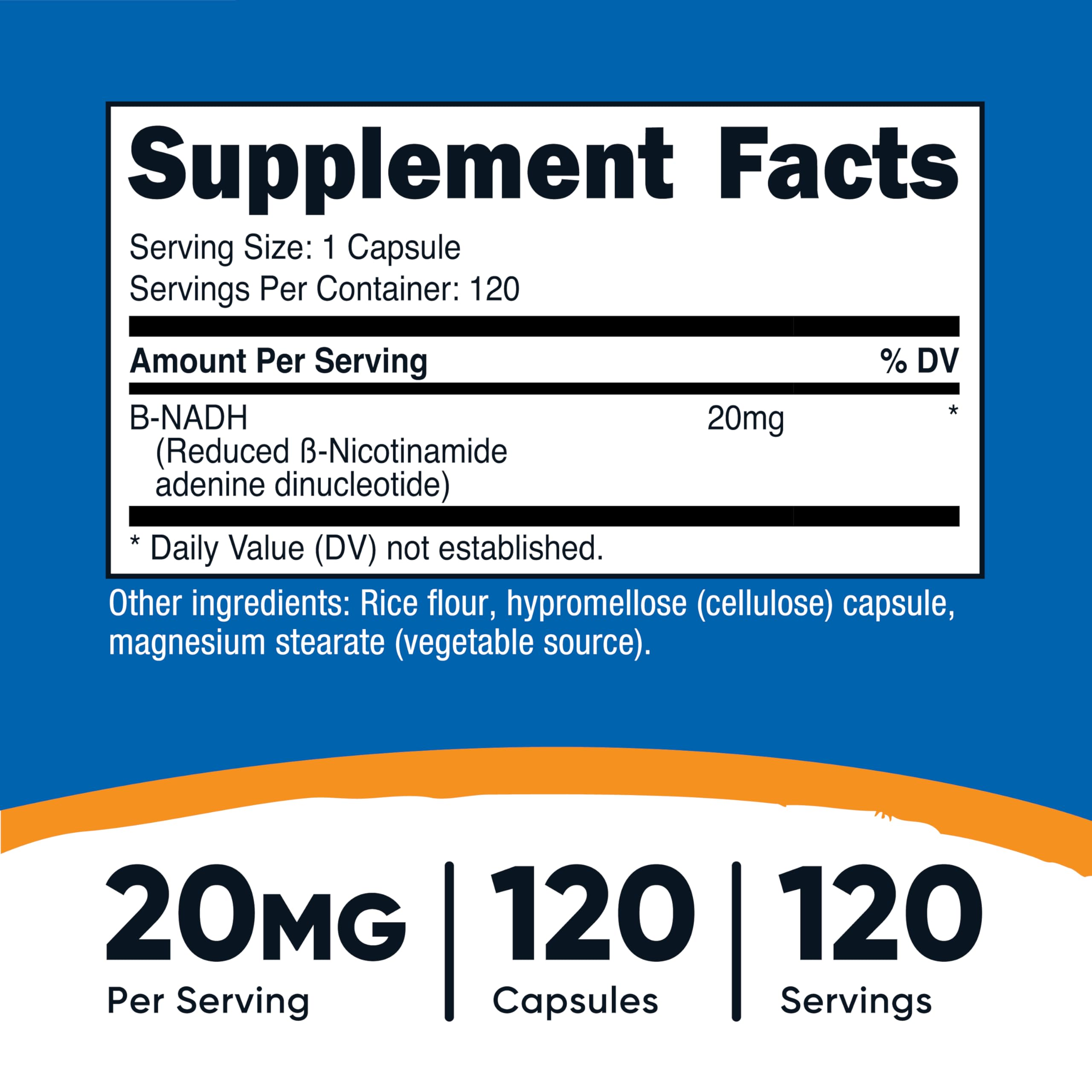 Nutricost NADH capsules for daily supplementation.