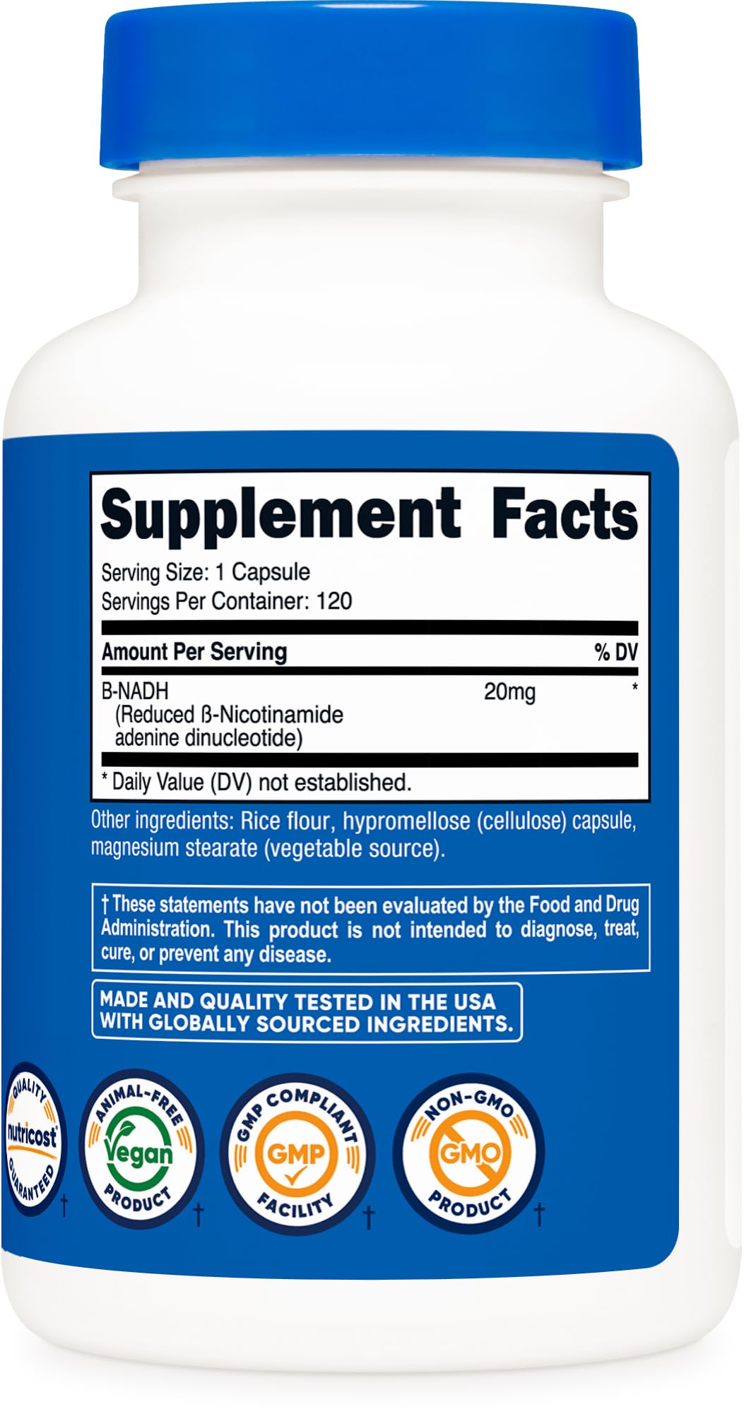 Nutricost NADH produced in NSF GMP facility ensuring quality.