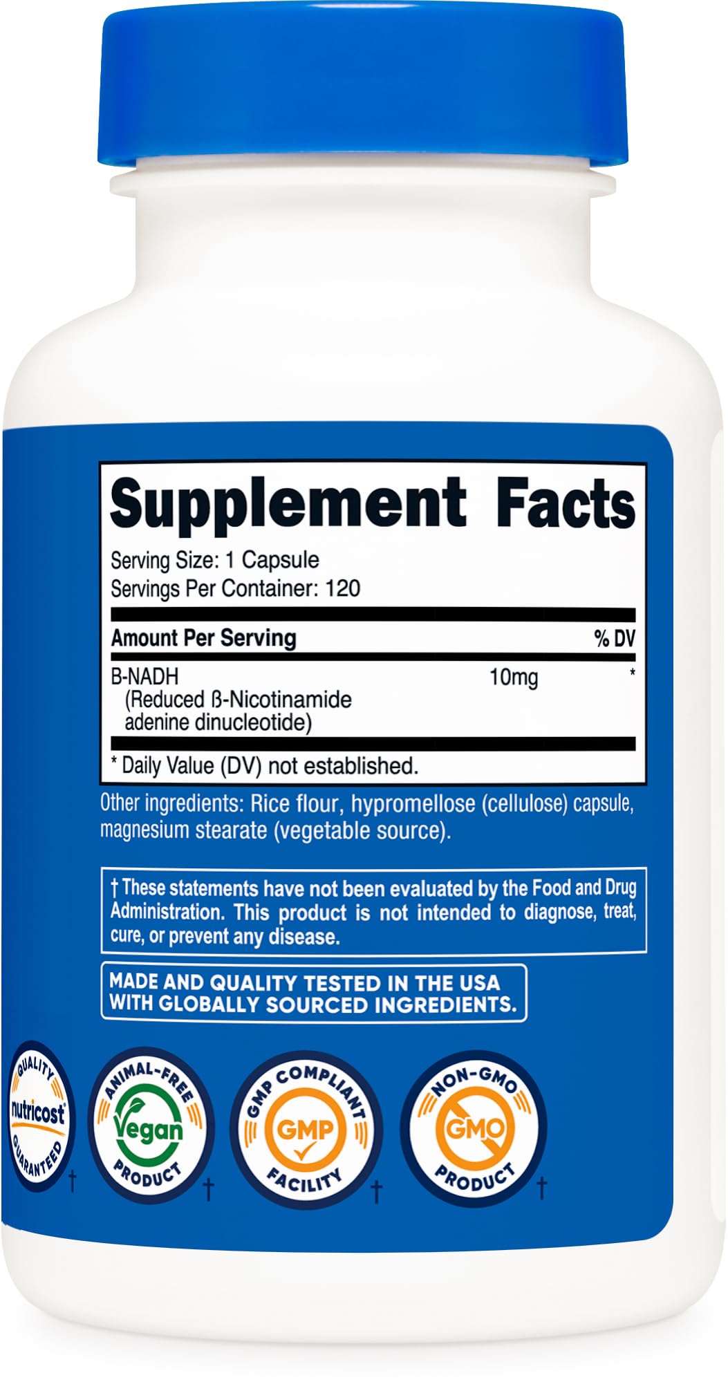 Nutricost NADH capsule taken with water for daily intake