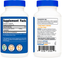 Nutricost NAD+ bottle with a glass of water for daily use.