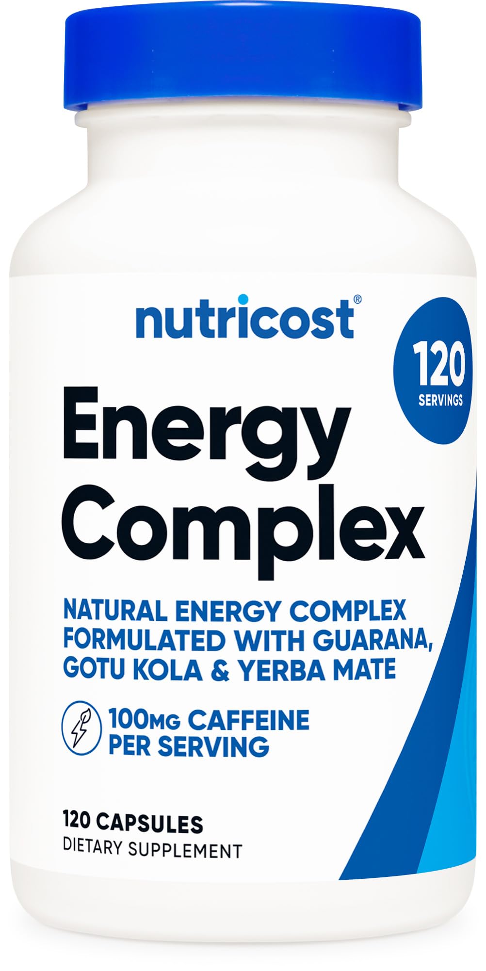 Nutricost Natural Energy Pills bottle front with 120 capsules for daily energy