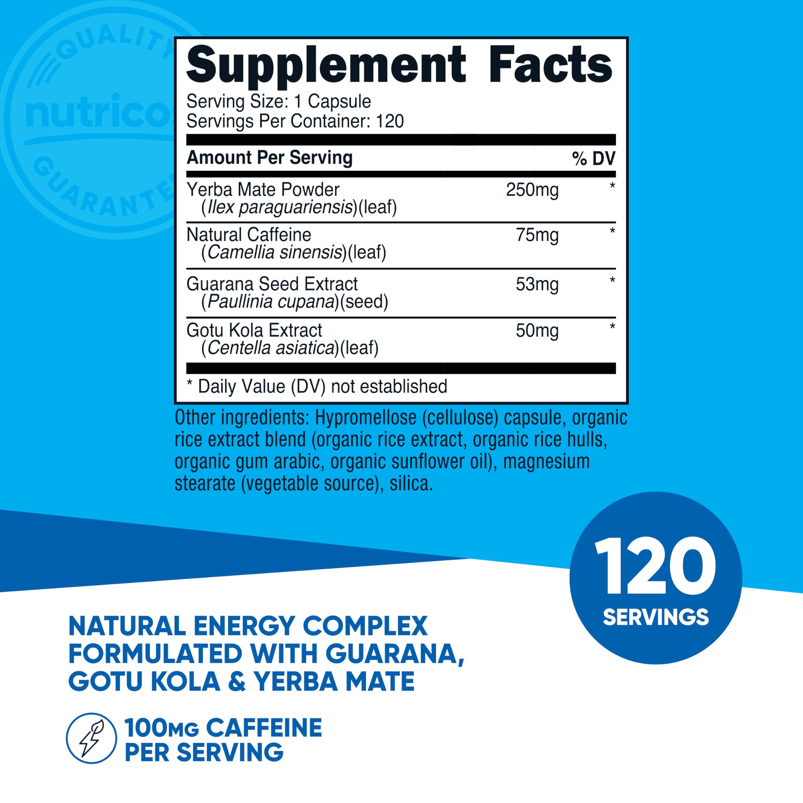 Nutricost Energy Pills label close-up highlighting gluten-free and non-GMO attributes