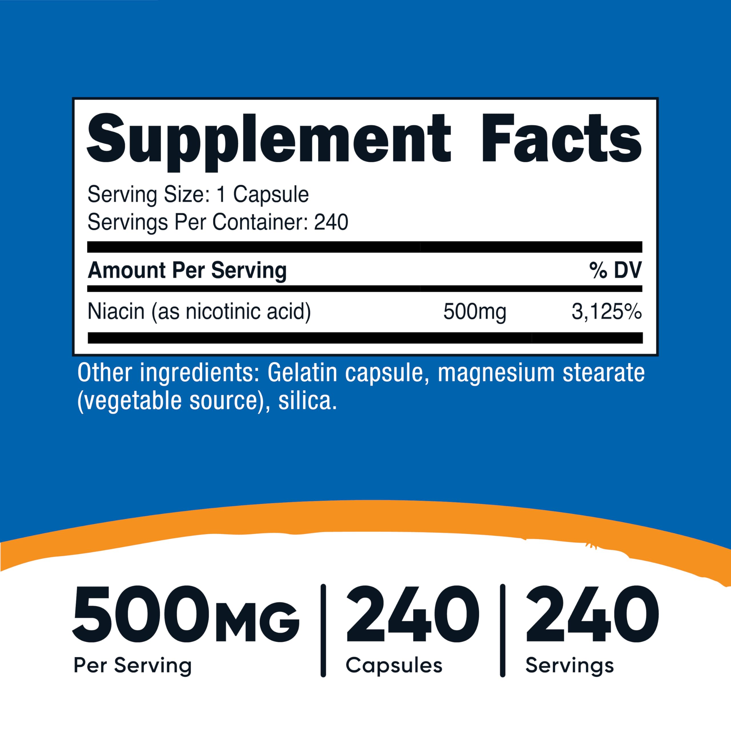 Nutricost Niacin capsules close-up on a clean background for easy daily use.