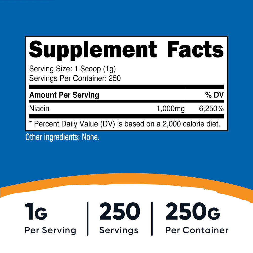 Nutricost Niacin powder serving scoop for precise 1 g portions