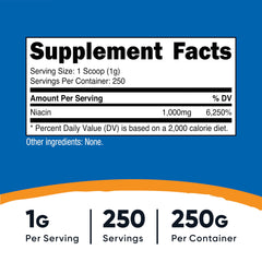 Nutricost Niacin powder serving scoop for precise 1 g portions