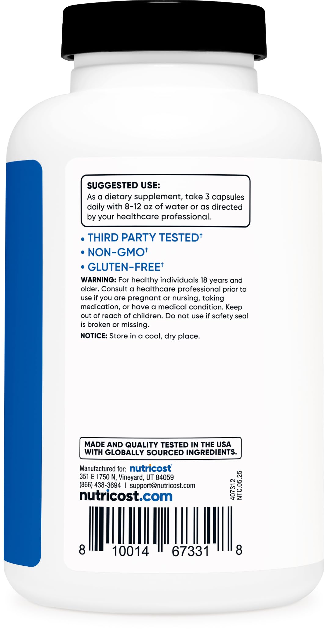 Nutricost Nitric Oxide Booster packaging on display, showing 60 servings per bottle.