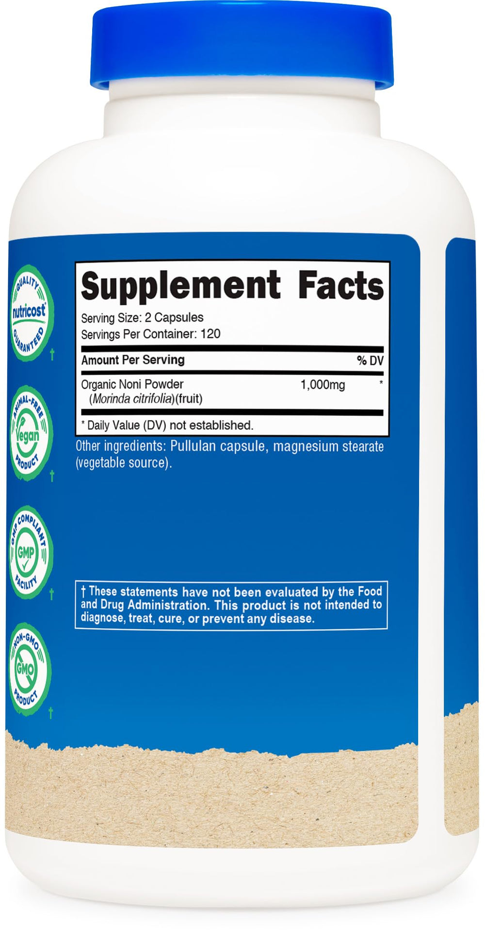 Nutricost Noni capsules manufactured in a GMP-compliant, FDA-registered facility.