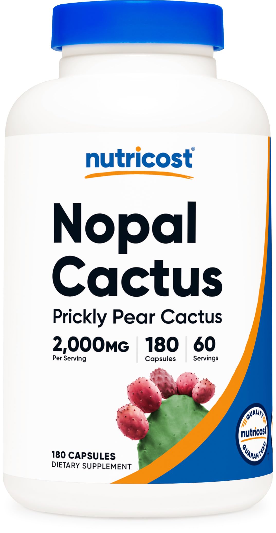 Nutricost Nopal Cactus bottle front highlights vegan capsules for daily plant-based support