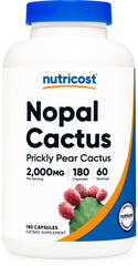 Nutricost Nopal Cactus bottle front highlights vegan capsules for daily plant-based support