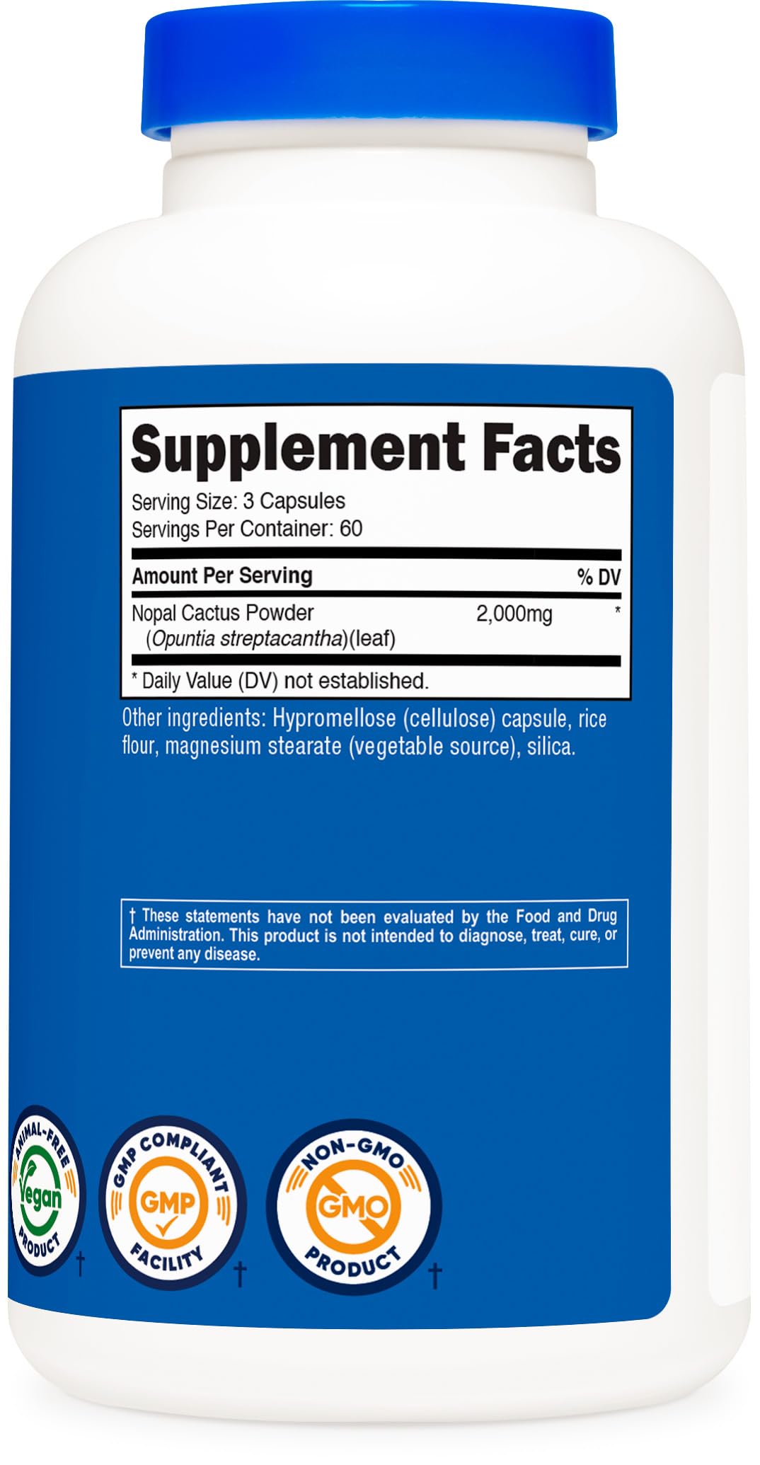 Nutricost Nopal Cactus capsules daily-use layout emphasizes easy wellness routine