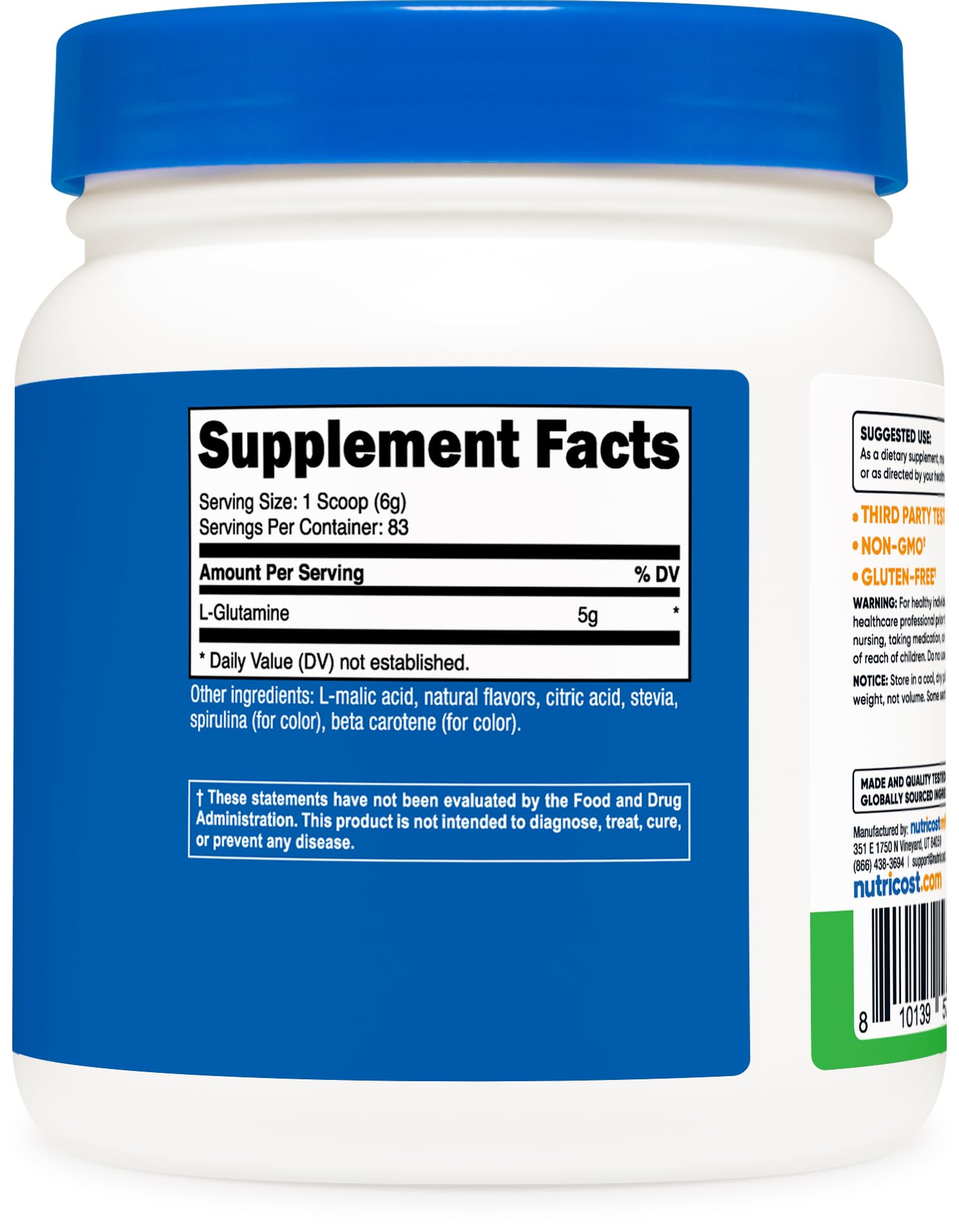 Nutricost certification label showing NSF and GMP quality standards.