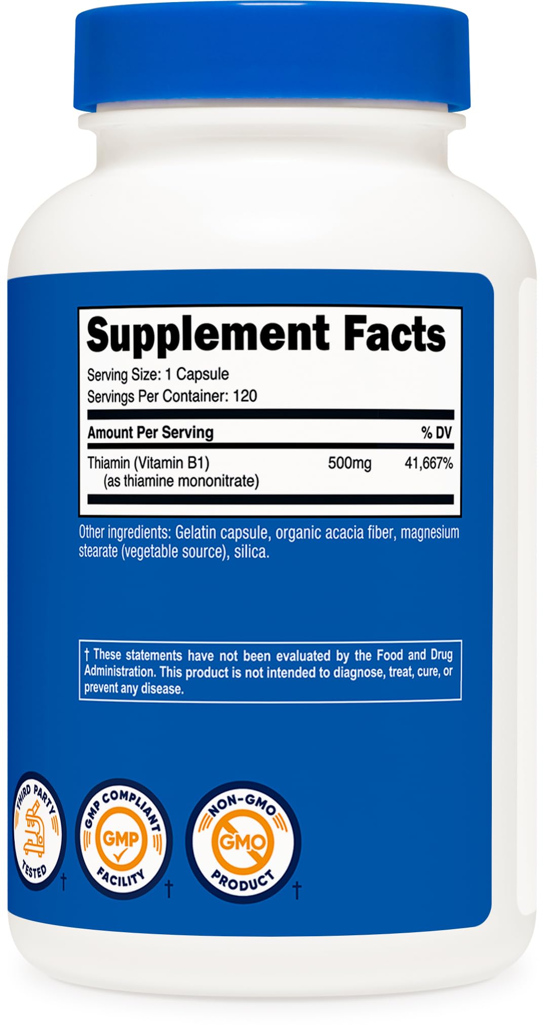 Nutricost facility with NSF GMP and FDA registration seal.