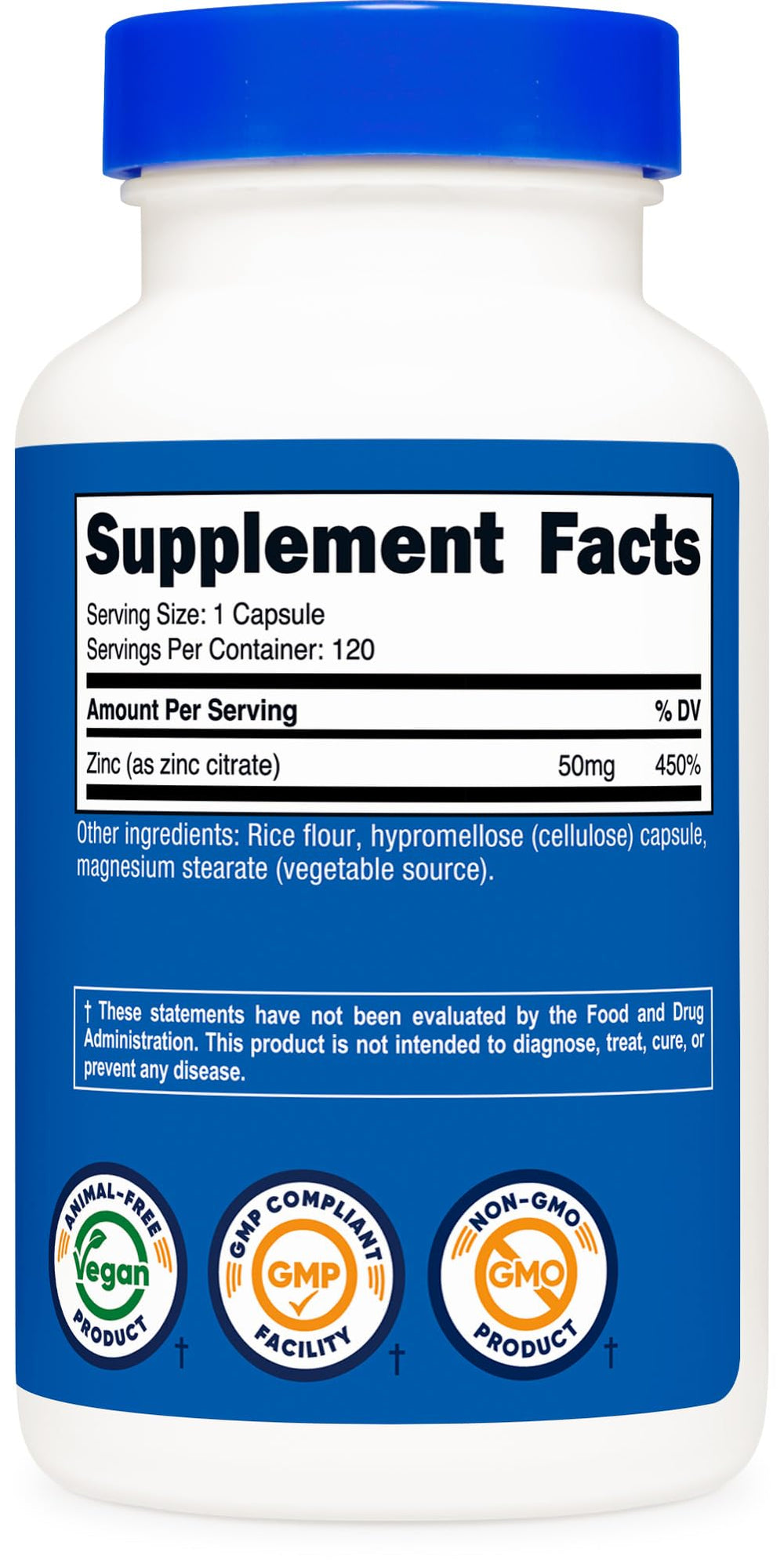 Nutricost Zinc Citrate 50mg bottle positioned for reliable supplement routines.
