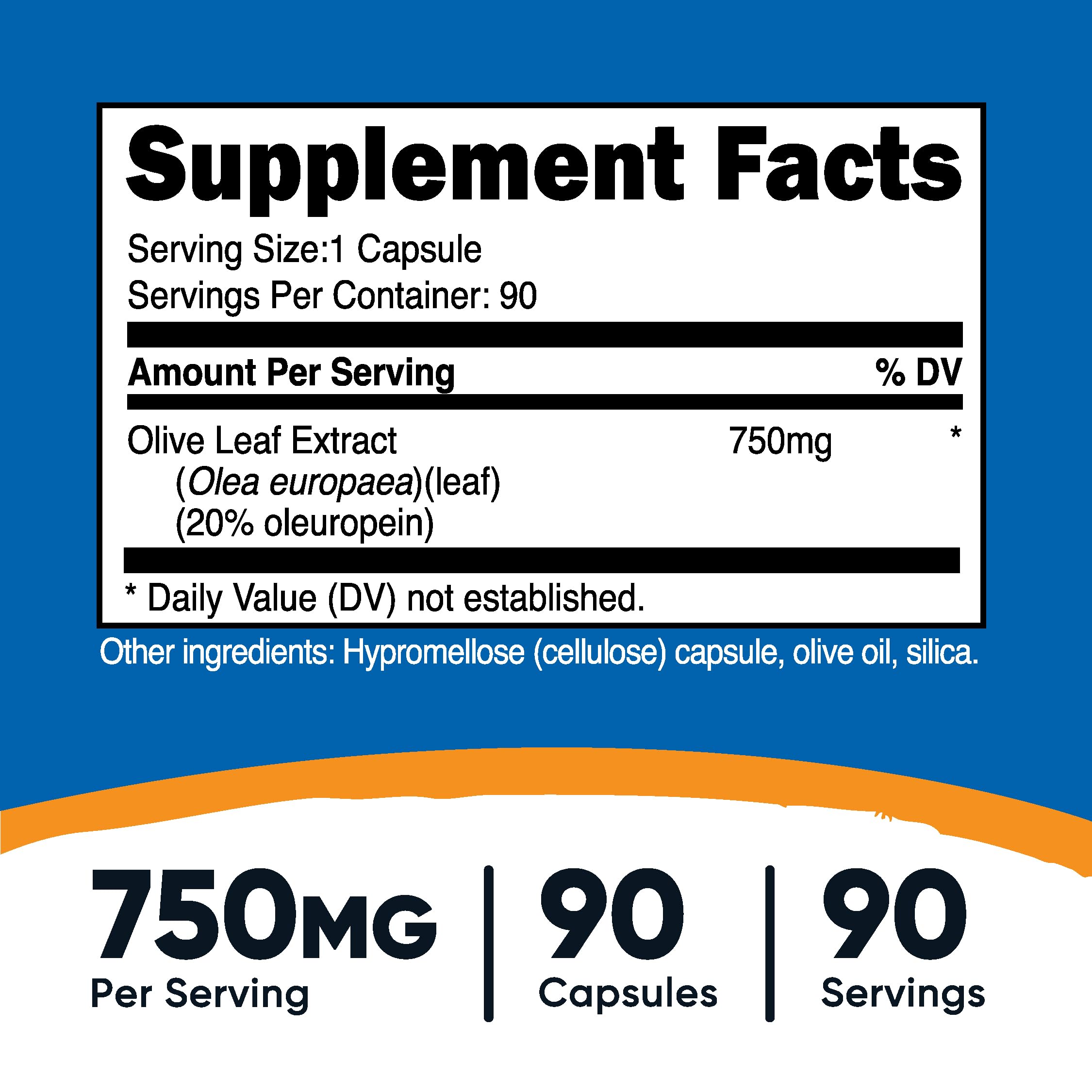 Nutricost Olive Leaf Extract capsules, vegetarian friendly and gluten-free.