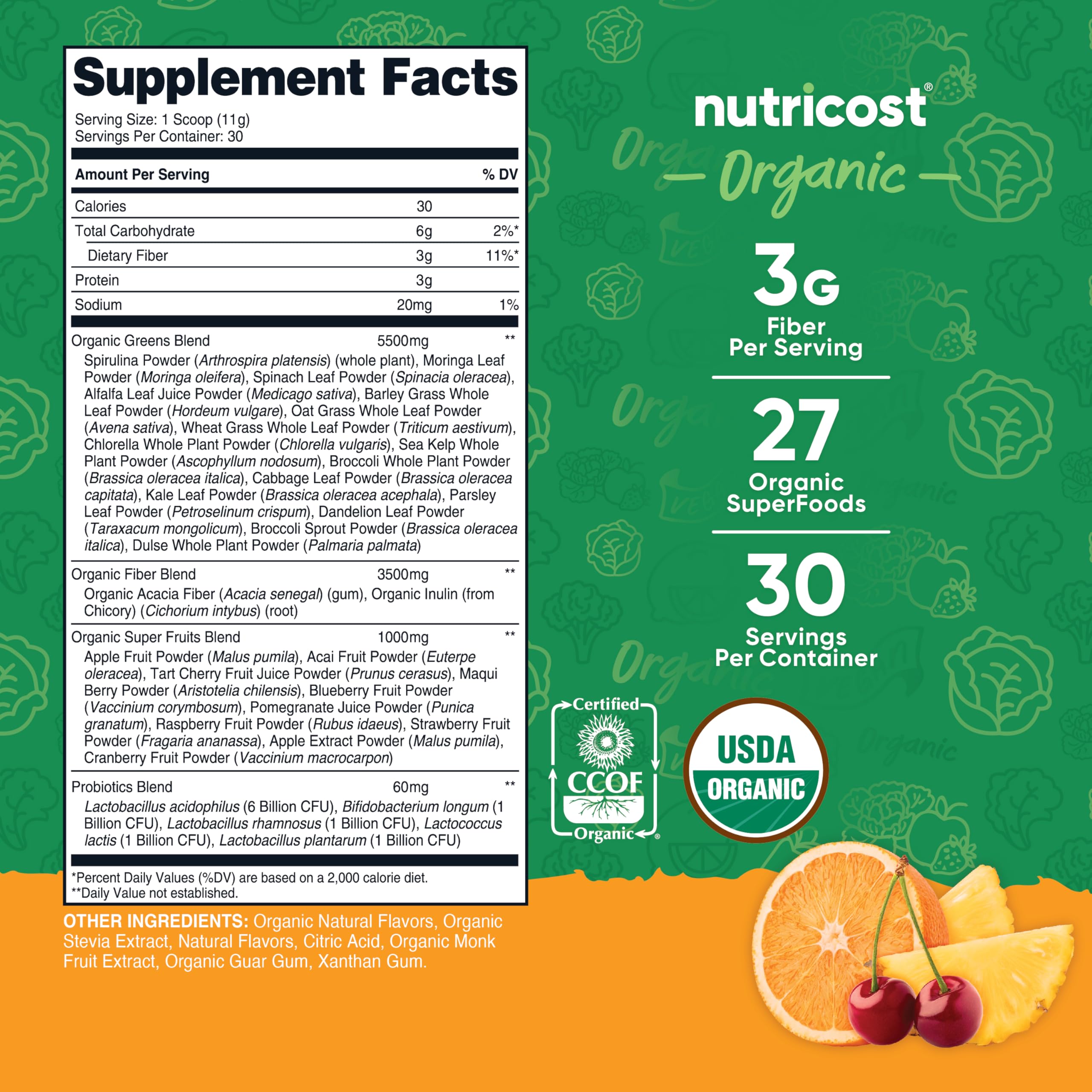 Nutricost Orange Sunrise powder serving scoop for quick, easy mix.