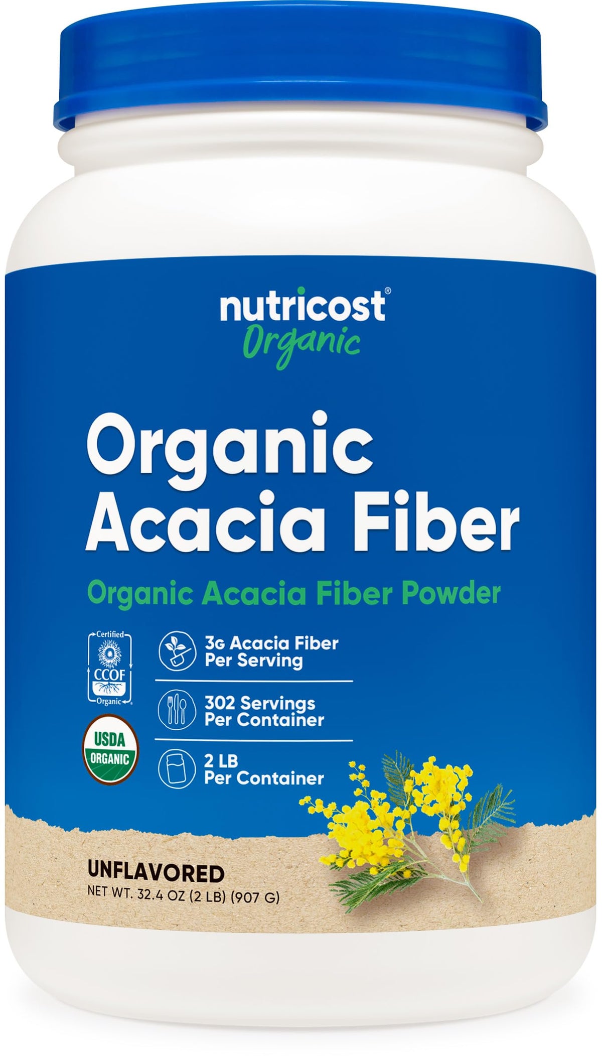 Nutricost Organic Acacia Fiber Powder bottle shows a natural fiber source for daily routines