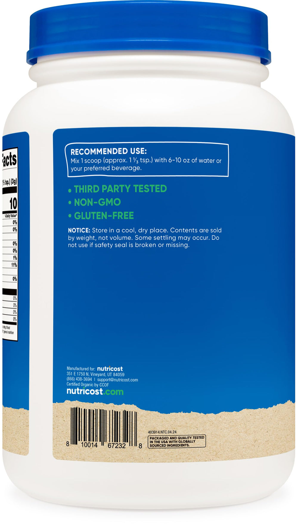 Nutricost Organic Acacia Fiber Powder dissolved in water shows smooth texture