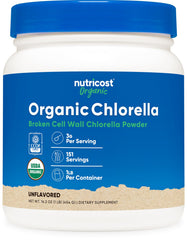 Nutricost Organic Chlorella Powder bottle for daily greens boost