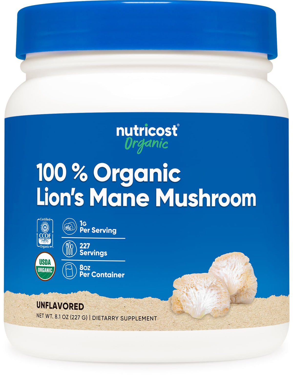 Nutricost Organic Lion's Mane powder bottle for daily focus-friendly routines