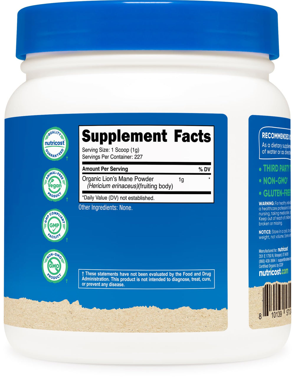 Powder produced in a GMP and FDA-registered facility for quality