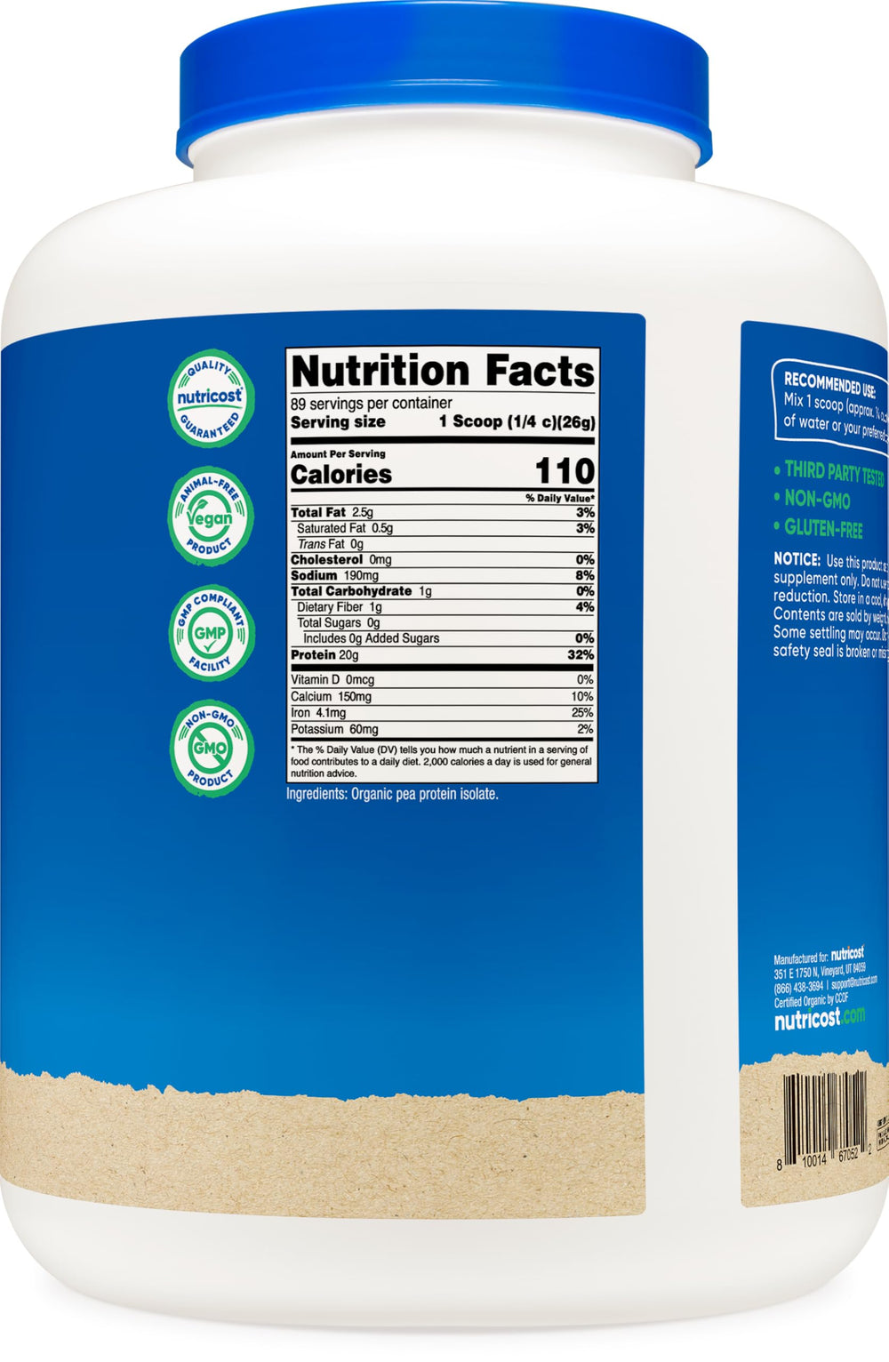 Nutricost Organic Pea Protein Isolate closeup of smooth powder texture