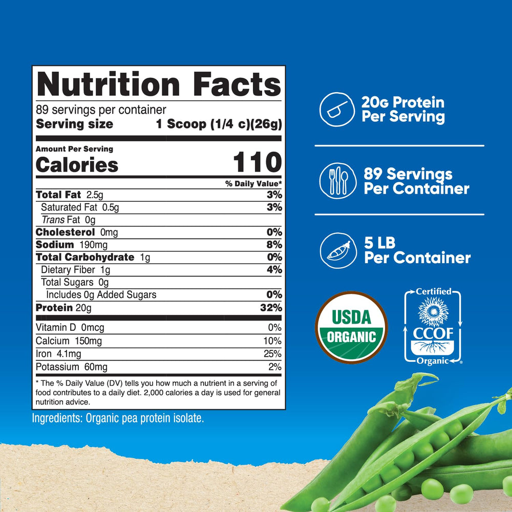 Nutricost Organic Pea Protein Isolate scoop, 20 g serving size