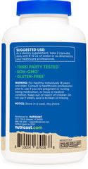 Nutricost label emphasizing gluten-free, non-GMO, and vegetarian features