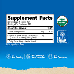 Nutricost Organic Shiitake Powder scoop showing 1g serving for easy dosing
