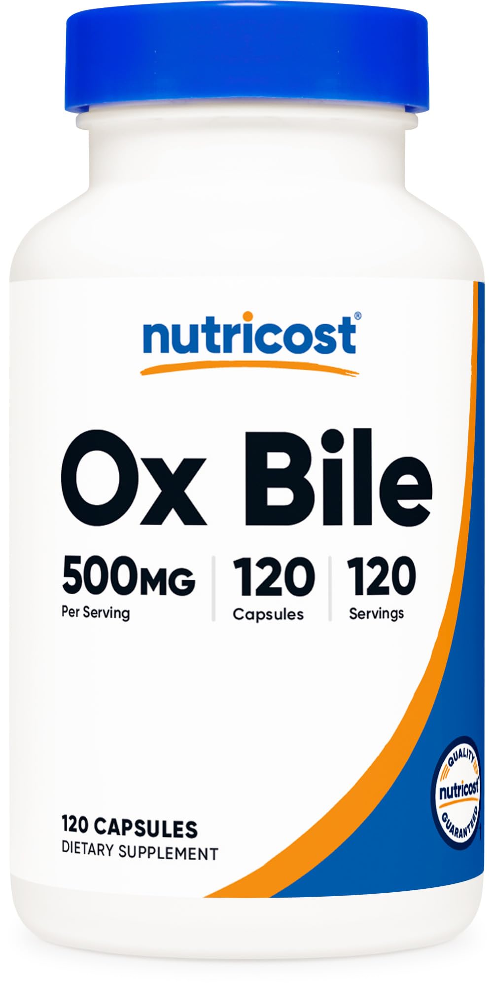 Nutricost Ox Bile capsules bottle shows 120 servings for daily use.