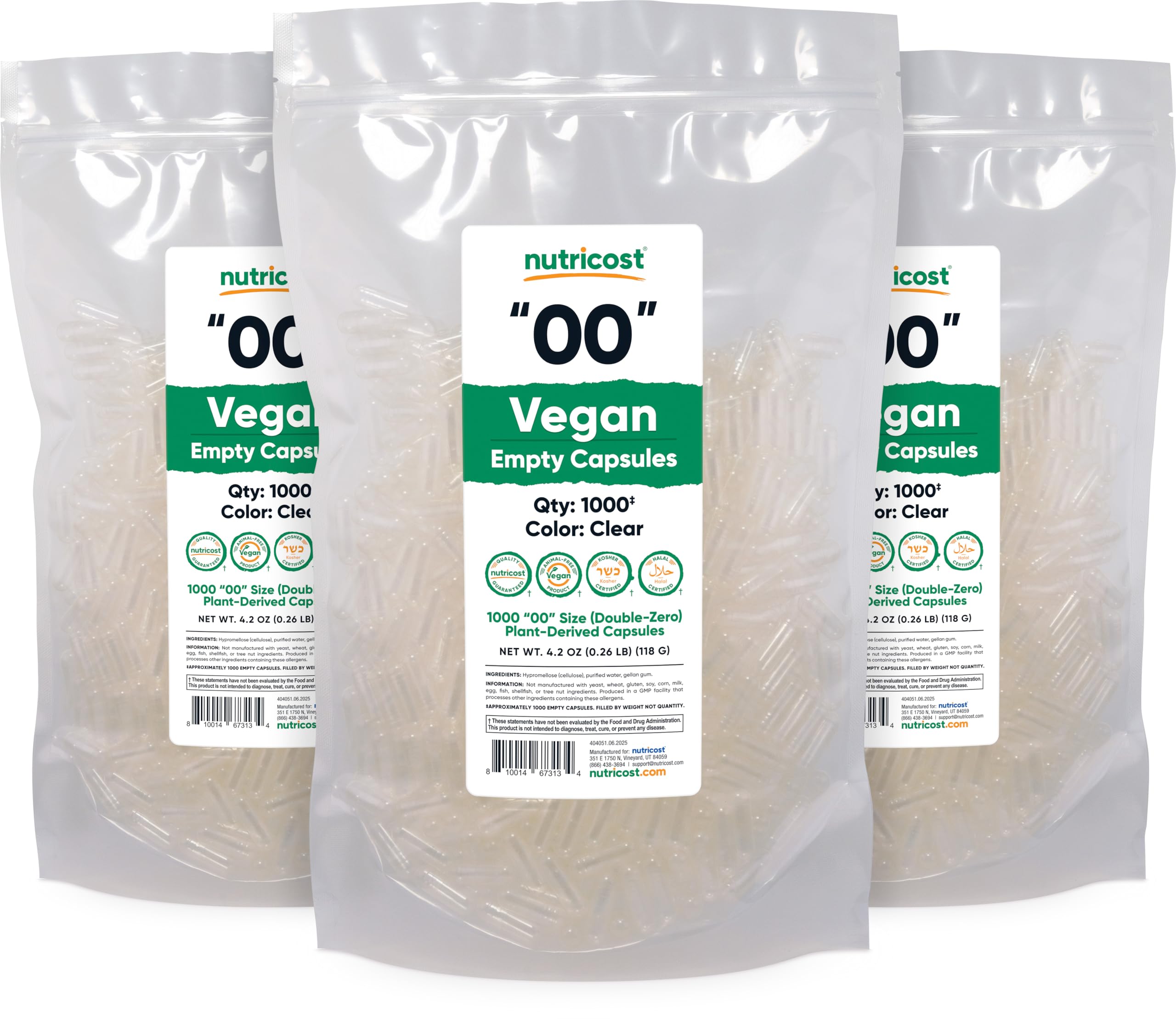 Nutricost 1000-count packaging supports crafting multiple blends.