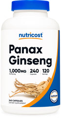 Nutricost Panax Ginseng bottle front shows 240 capsules for daily use