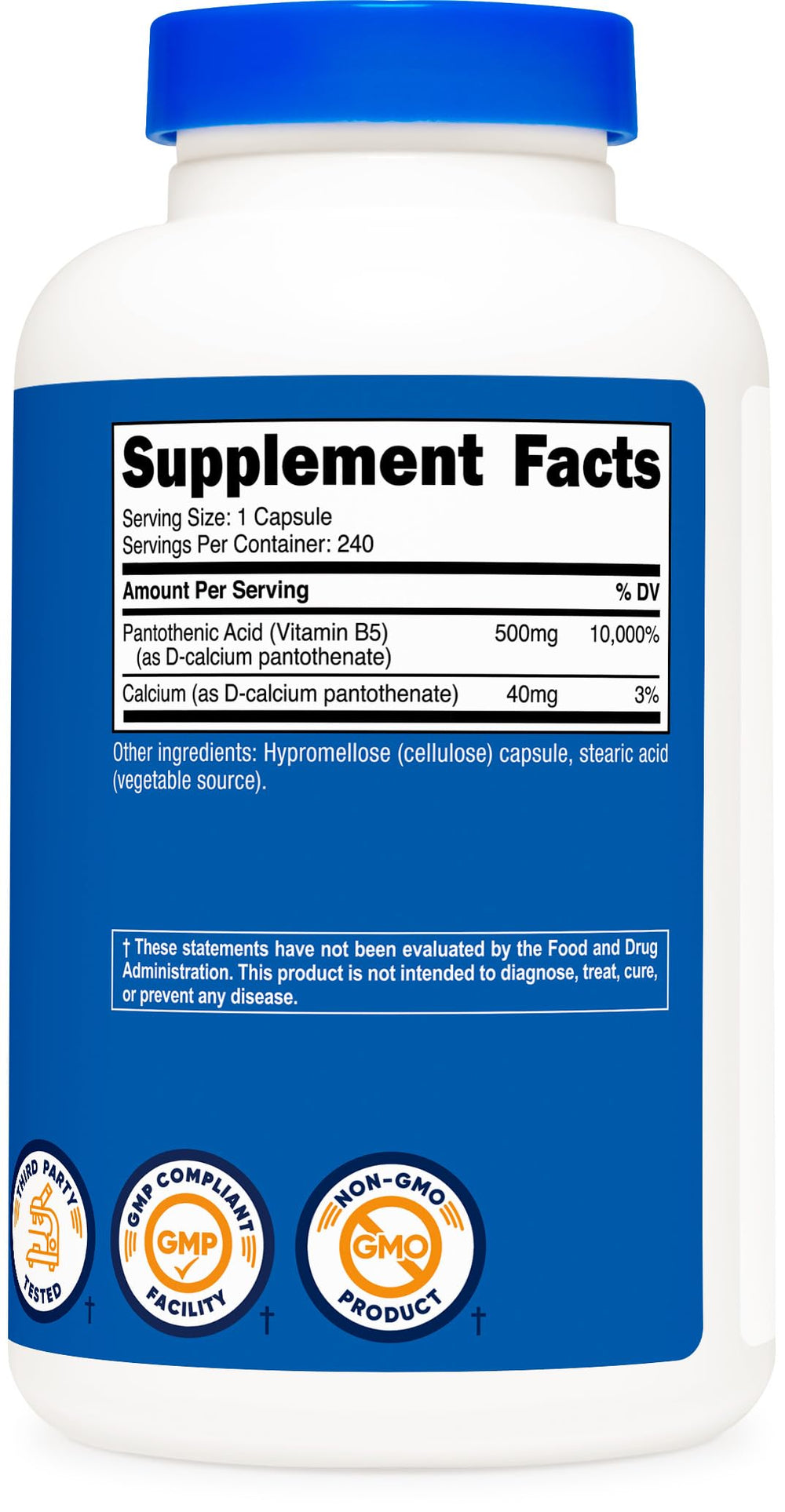 Nutricost Pantothenic Acid bottle on table implying everyday accessibility