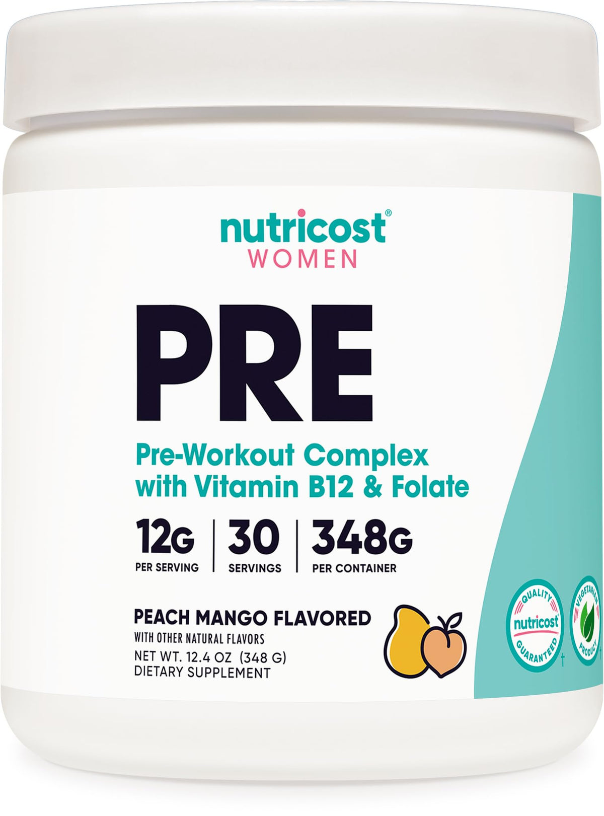Nutricost Peach Mango pre-workout bottle ready for a quick energy boost before training