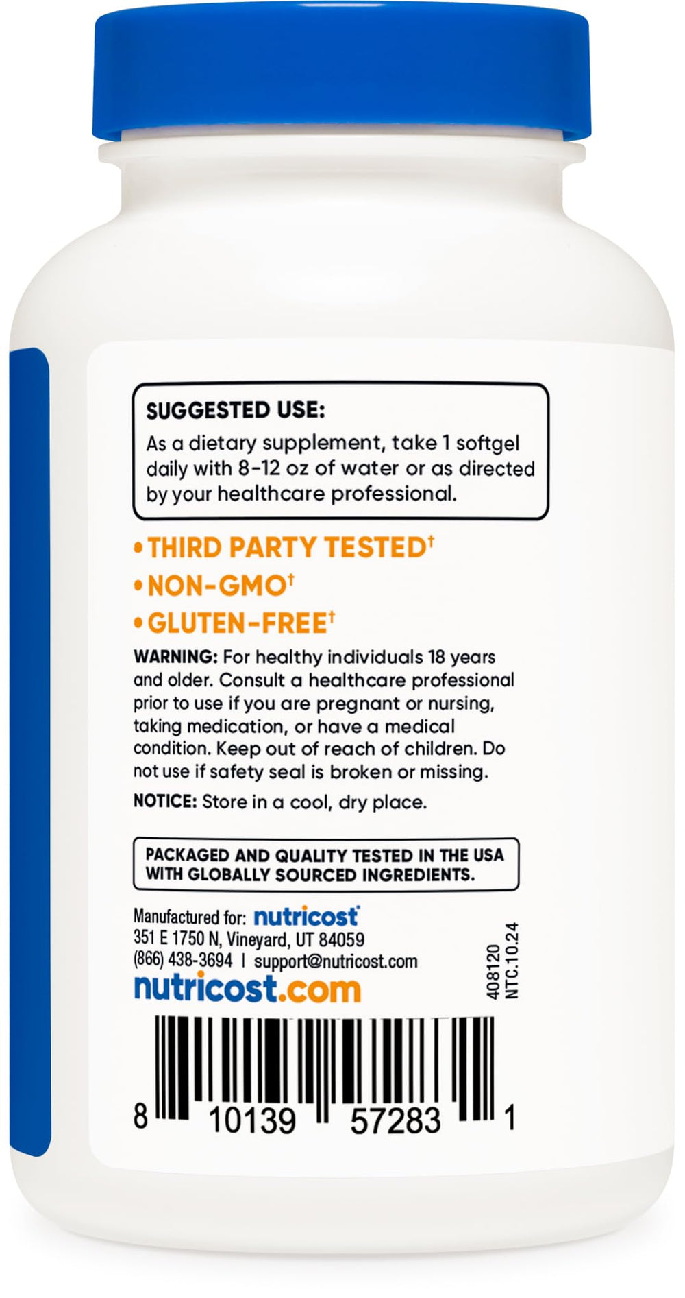 Softgel capsule with water illustrating easy ingestion and portability.