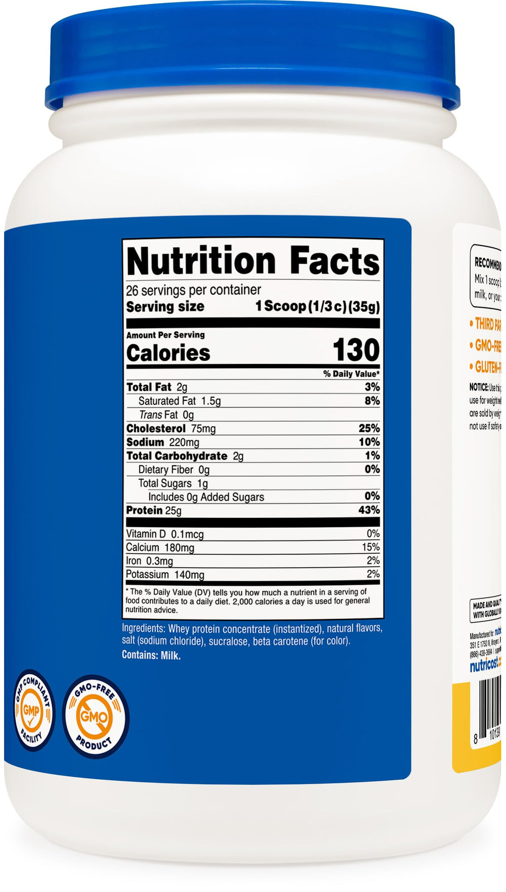 Nutricost pineapple label highlights gluten-free and GMO-free attributes.