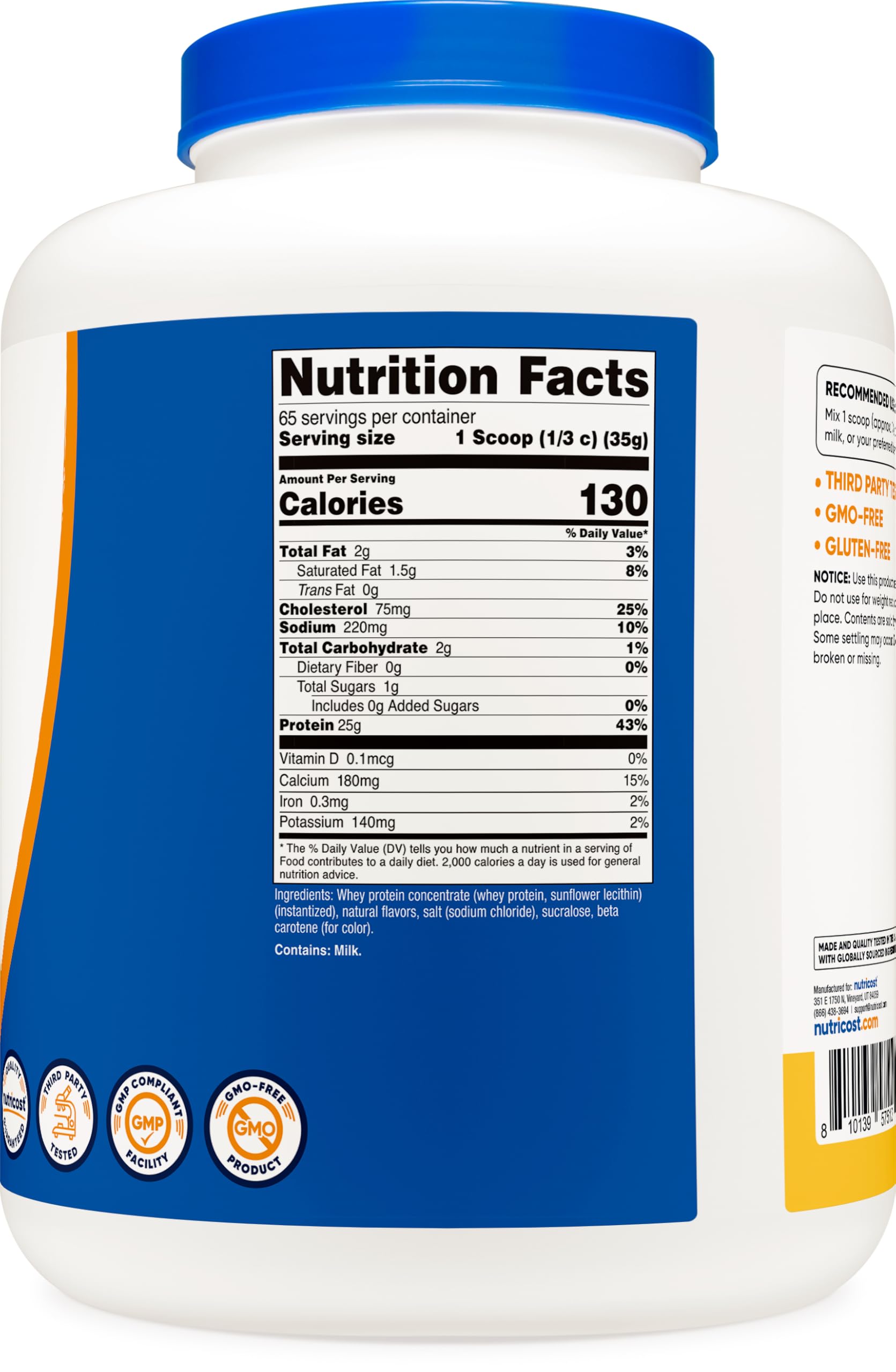 Nutricost pineapple whey powder stirred into a shake for tropical flavor.