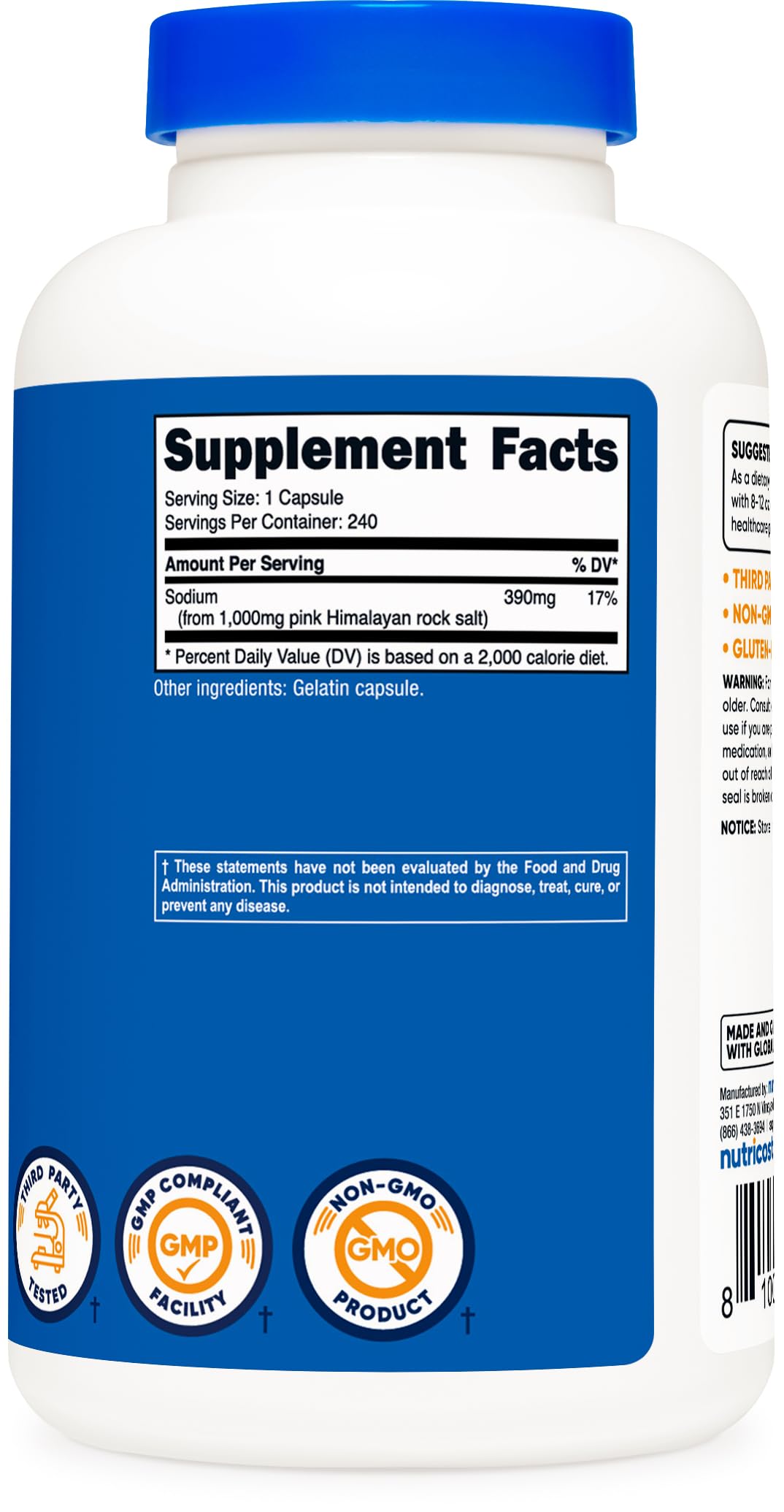 Nutricost packaging highlights non-GMO and gluten-free features.