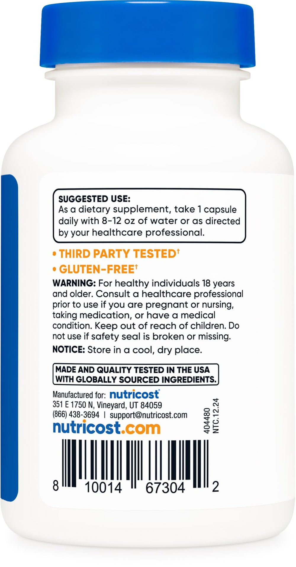 Non-GMO icon and branding on Nutricost Policosanol packaging