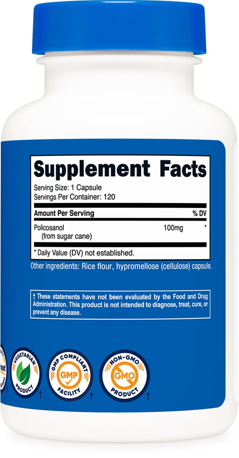 Nutricost Policosanol third party testing stamp indicating quality