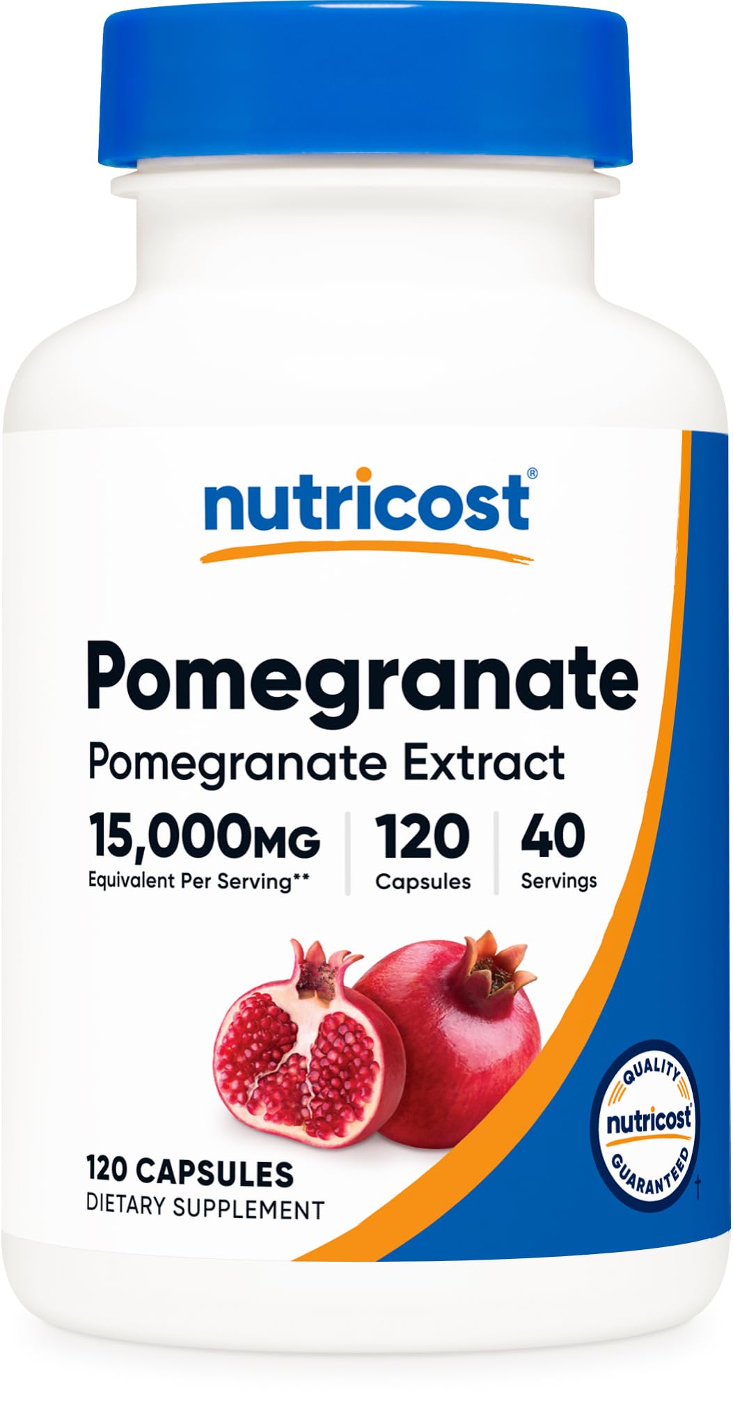 Nutricost Pomegranate Extract bottle front view for daily serving convenience