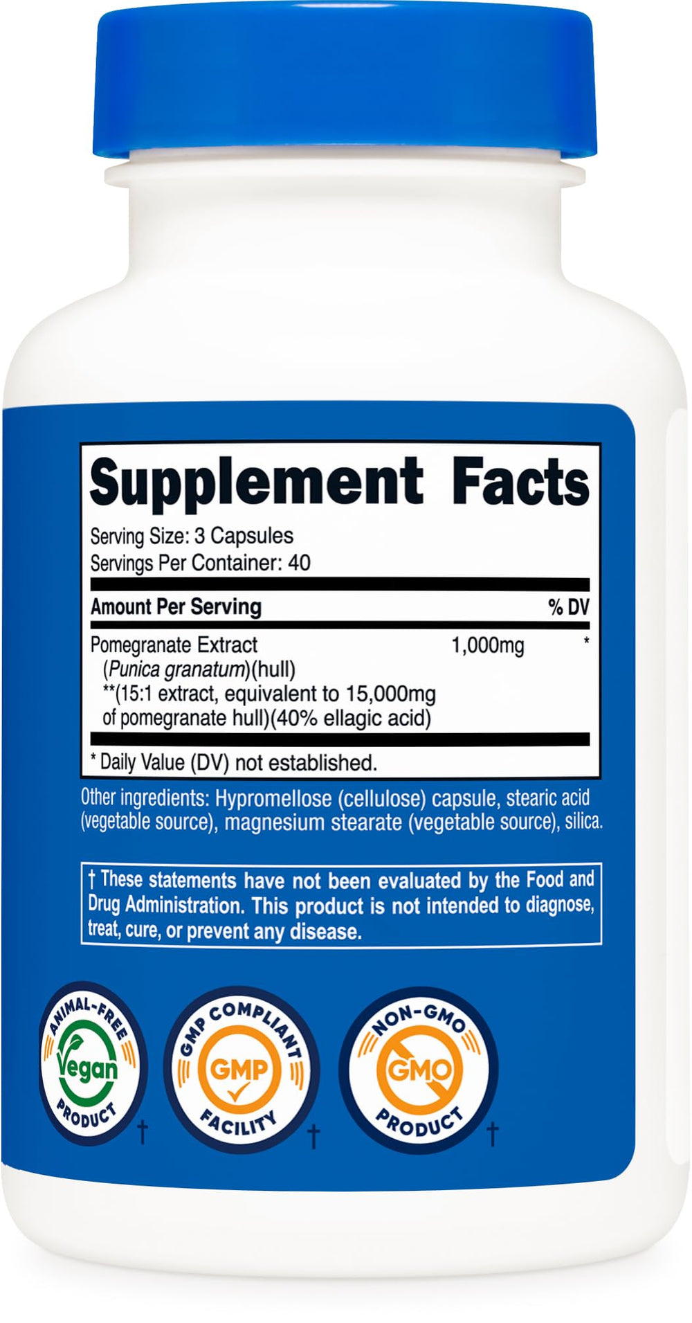 Nutricost Pomegranate Extract facility with NSF certification badge