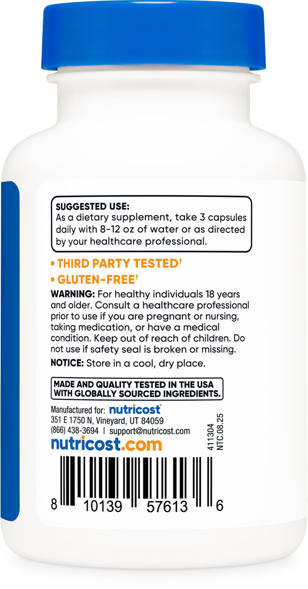 Nutricost Pomegranate Extract serving capsules showcasing convenient three-capsule dose